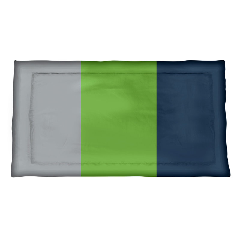 Seattle Football Polyester Striped Sham Set, King, Microfiber, Blue/Green/Gray