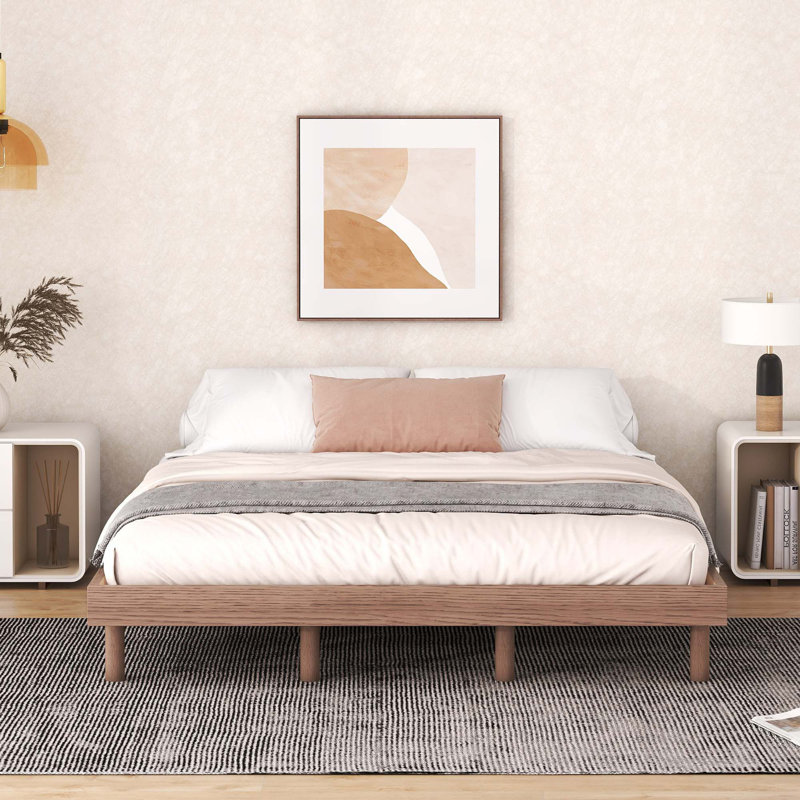 Lit plateforme Hanneli, Gris, Grand lit