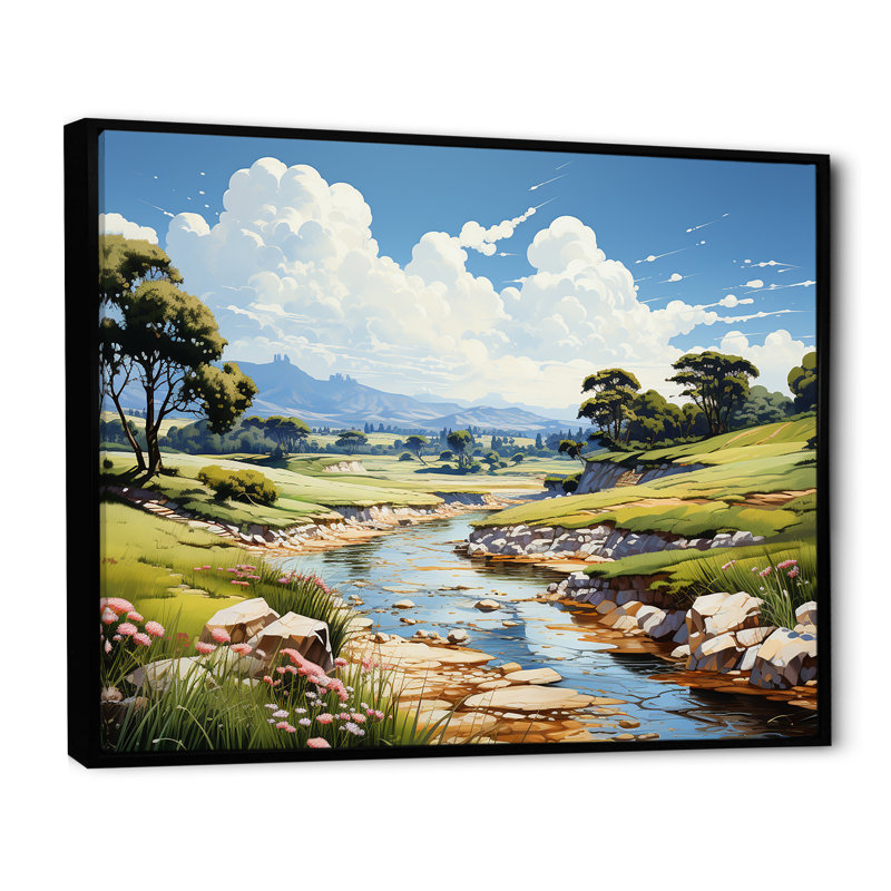 Harmonie de paysage de golf japonais, Cadre flottant noir, H 34 po x l 44 po x P 1,5 po