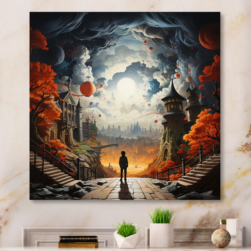 Sci Fi Odyssey City III - impression sans cadre sur métal, H 16 po x l 16 po x P 1 po