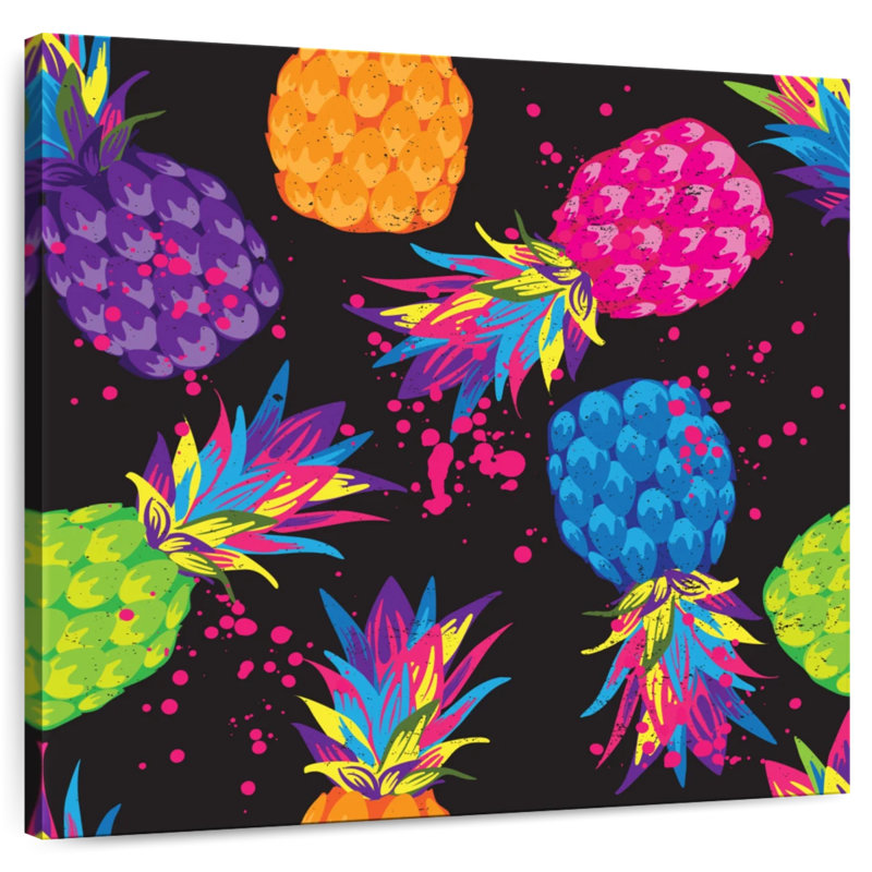 Yarlin Neon Pineapples, 16" H x 16" W