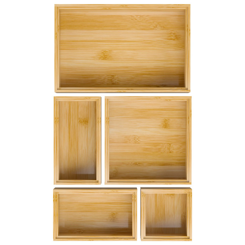 Boîte de rangement en bambou avec rangement pour tiroir et ustensiles