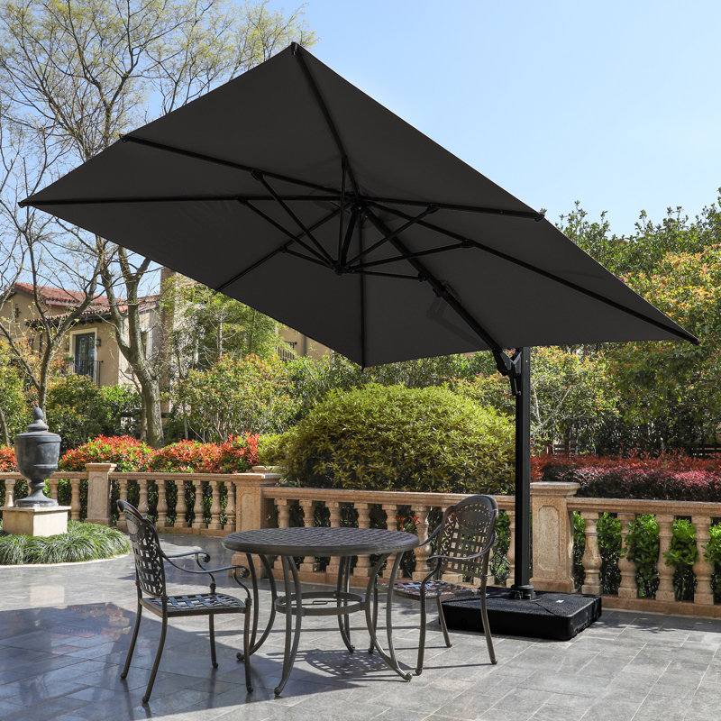Parasol de patio en porte-à-faux 10 pi avec rotation à 360 ° et réglage de l'inclinaison, Gris