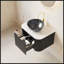 Meuble-lavabo flottant mural de 24 po avec lavabo, armoire de rangement rayée et lavabo en céramique noire pré-assemblé-1371737524-1371737525