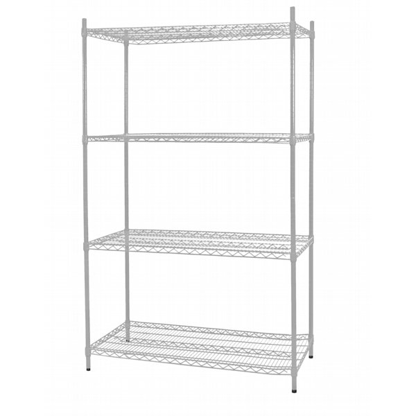 Adjustable Shelving Unit, 74" H x 48" W x 24" D, Chrome