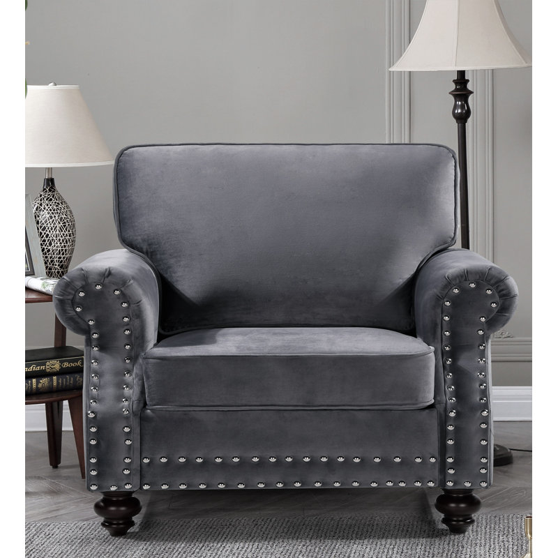 Esquer Velvet Chesterfield Chair, Slategray
