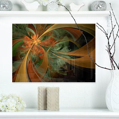" Symmetrical Orange Digital Fractal Flower "