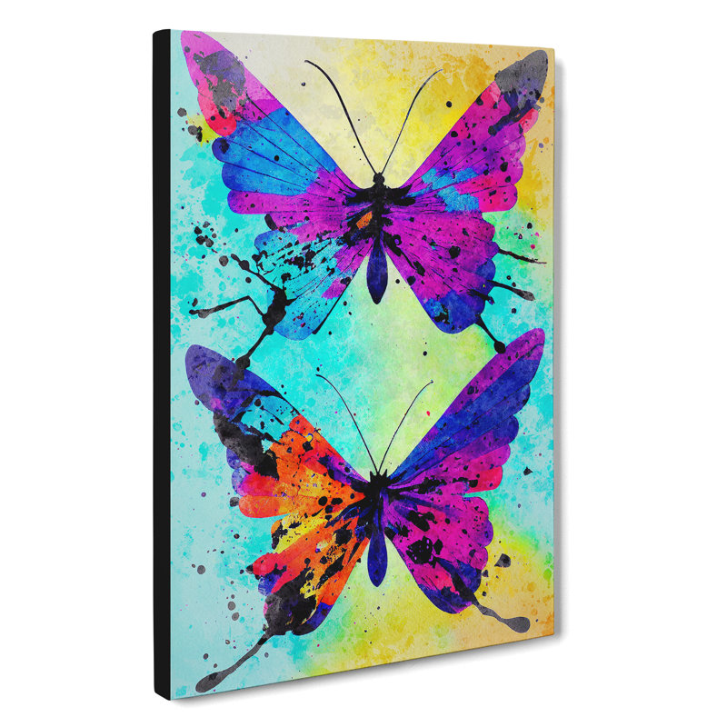 XC1022-4785X Two Butterflies Painted No.1 Abstract - Wrapped Canvas Print, 50cm H x 35cm W x 3cm D