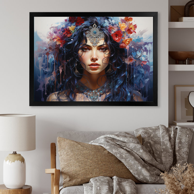Hindouisme Art Shaktis Divine I - impressions murales spirituelles, H 34 po x l 44 po x P 1,5 po, Cadre photo noir