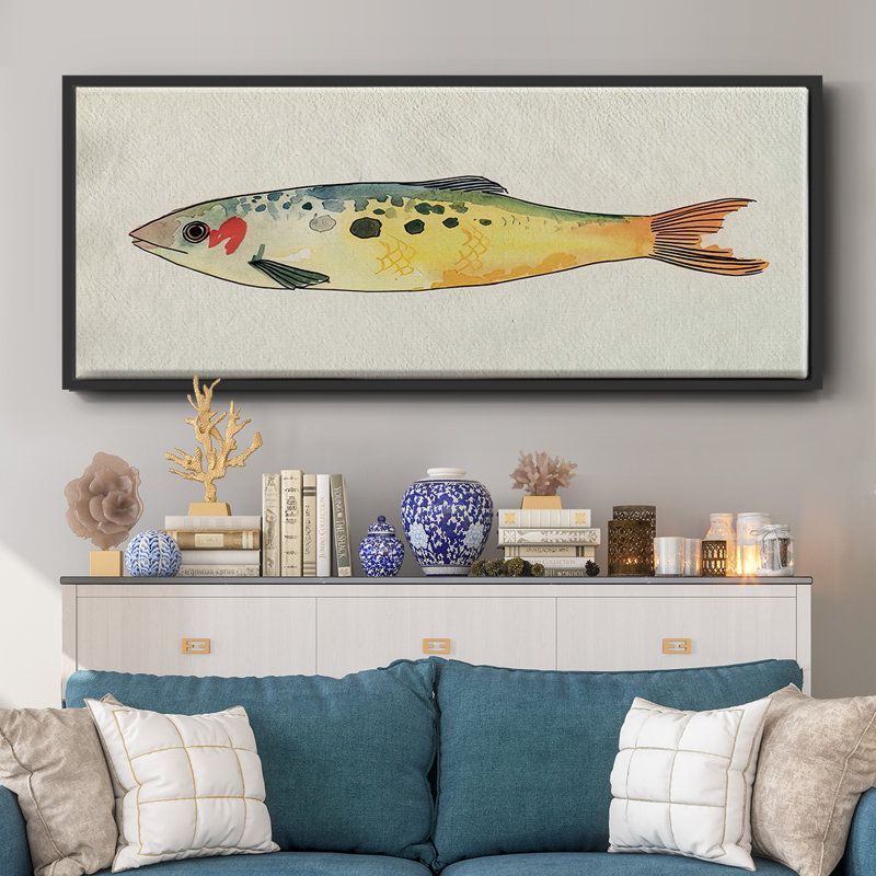 Poisson fantaisiste I - toile encadrée, H 12 po x l 30 po