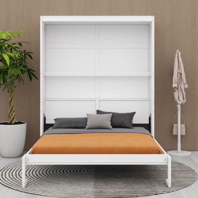 Grand lit escamotable mural avec tablettes
