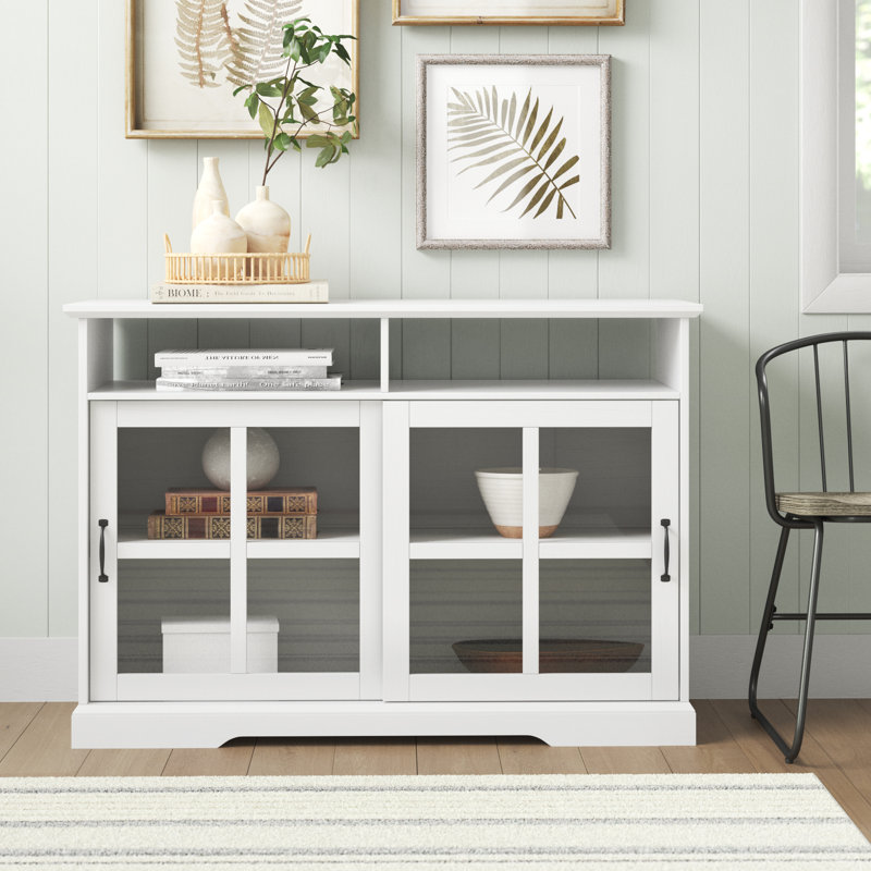 Baltasar 47'' Sliding Windowpane Door Sideboard, Brushed White