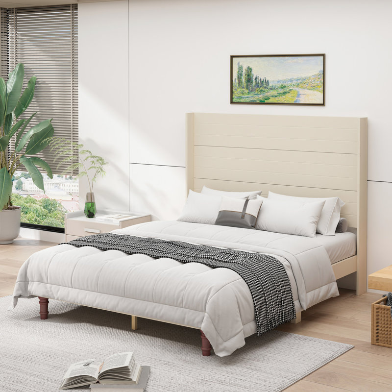 Tête de lit pour grand lit 54 po, beige - Créez un lit élégant et douillet pour une expérience paisible, Grand lit, Beige