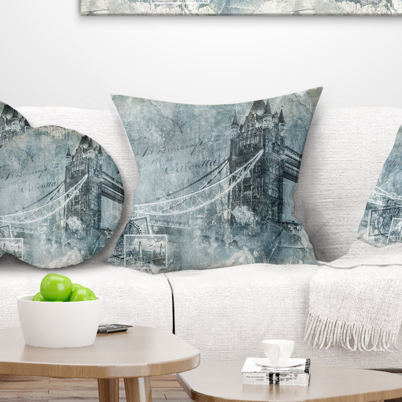 Coussin Tower Bridge London - Cityscape, 16 po x 1 po, Carré
