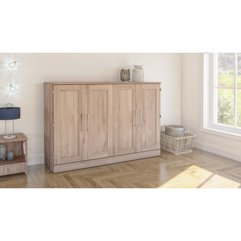 Lit armoire avec matelas Pur, Grand, Brun rustique