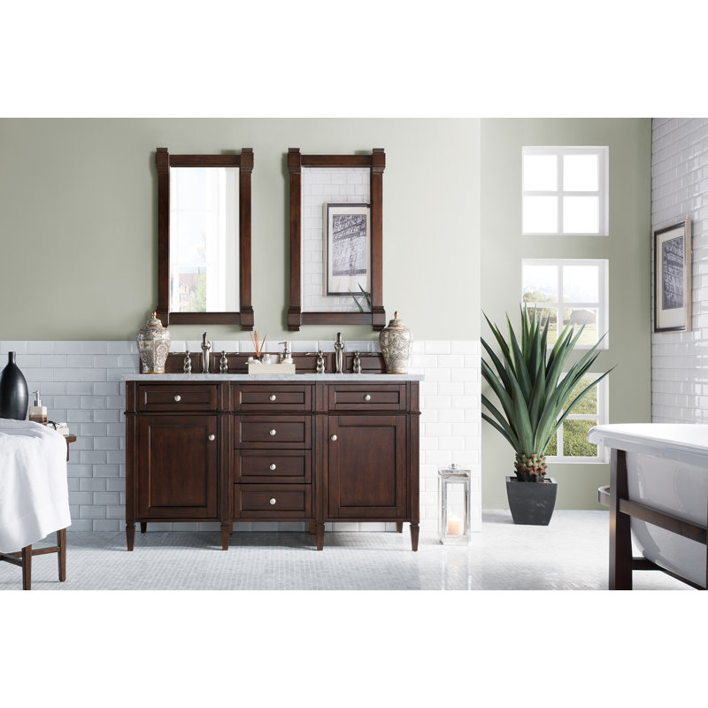 Brittany 60'' W Double Bathroom Vanity Base, Bright White