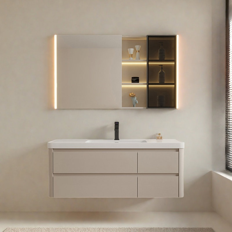 Light luxury cream style simple bathroom cabinet