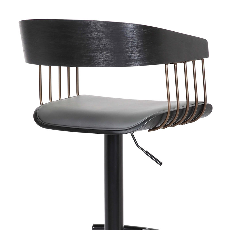 Tabouret de bar réglable en bois noir