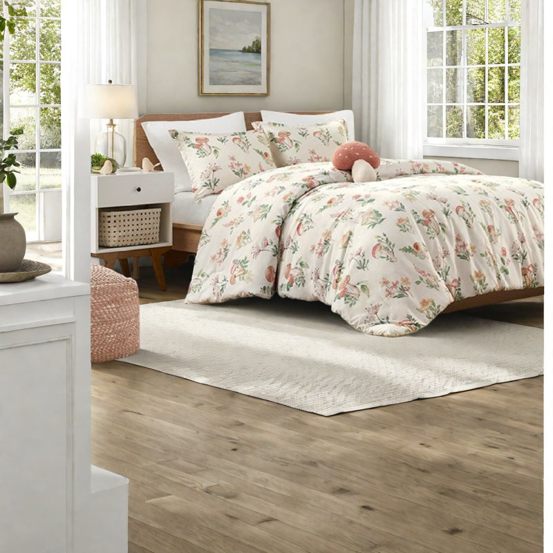 Ensembles de literie pour lit double / grand lit fantaisiste, édredon en polyester avec motif champignon, essentiel à la décoration intérieure
