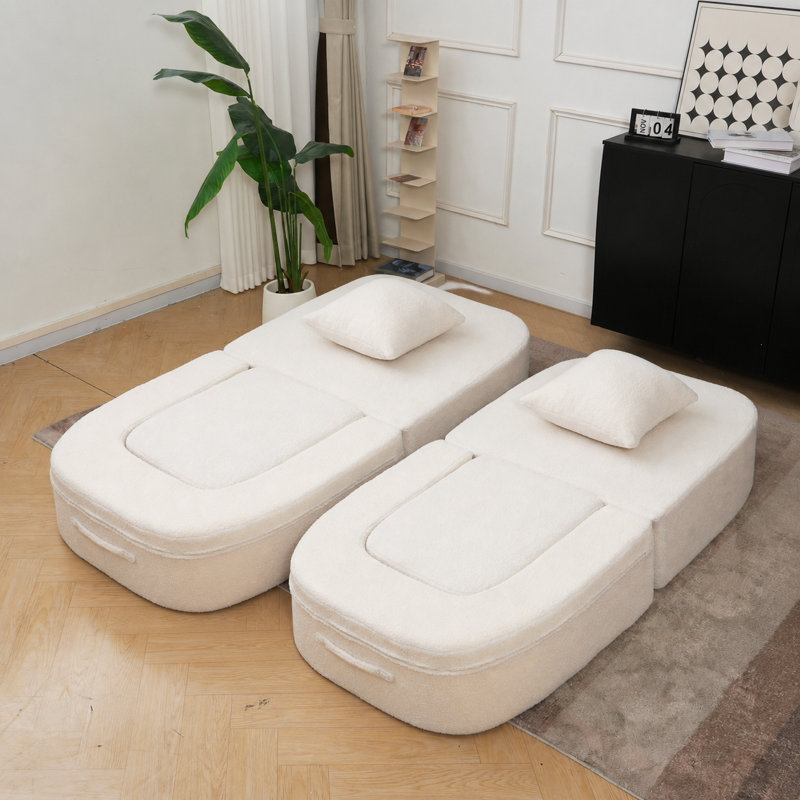 Fauteuil-lit moderne à compression 2 en 1 avec repose-pieds assorti, canapé-lit pliant convertible, aucun assemblage requis