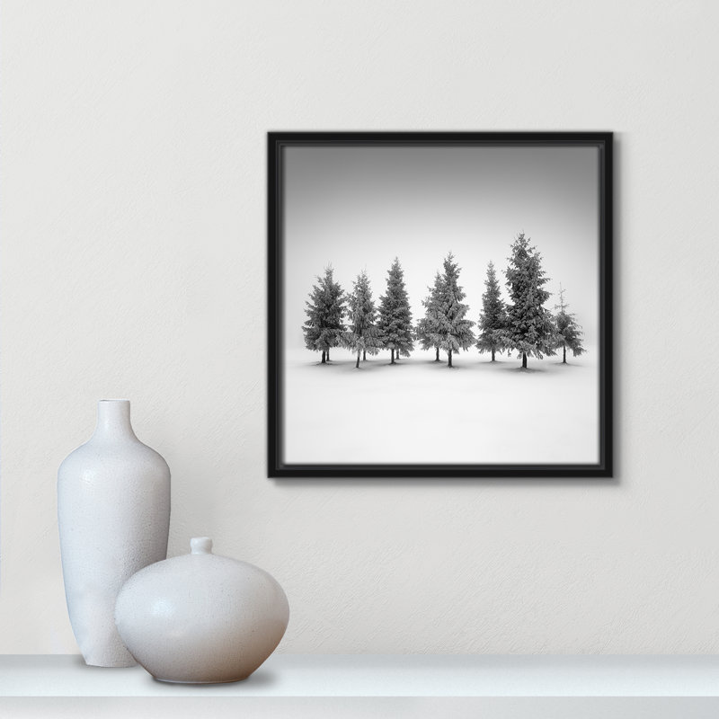 Impression d'épinette par Daniel, Toile avec cadre, L 13,5 po x H 13,5 po, Cadre flottant noir