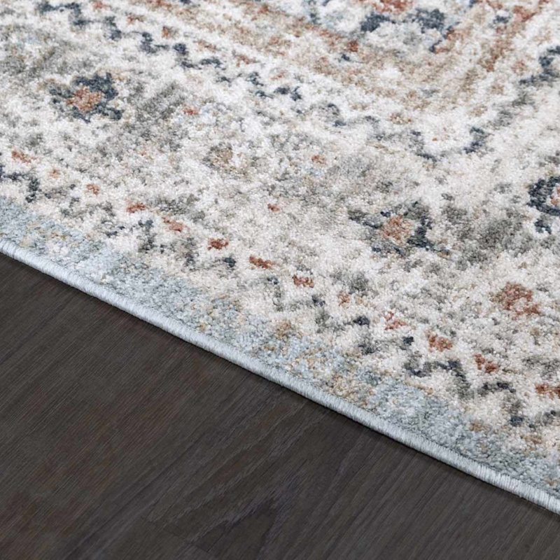 Kota Traditional Medallion Ice Blue Area Rug, Blue, 2'7" x 7'3"