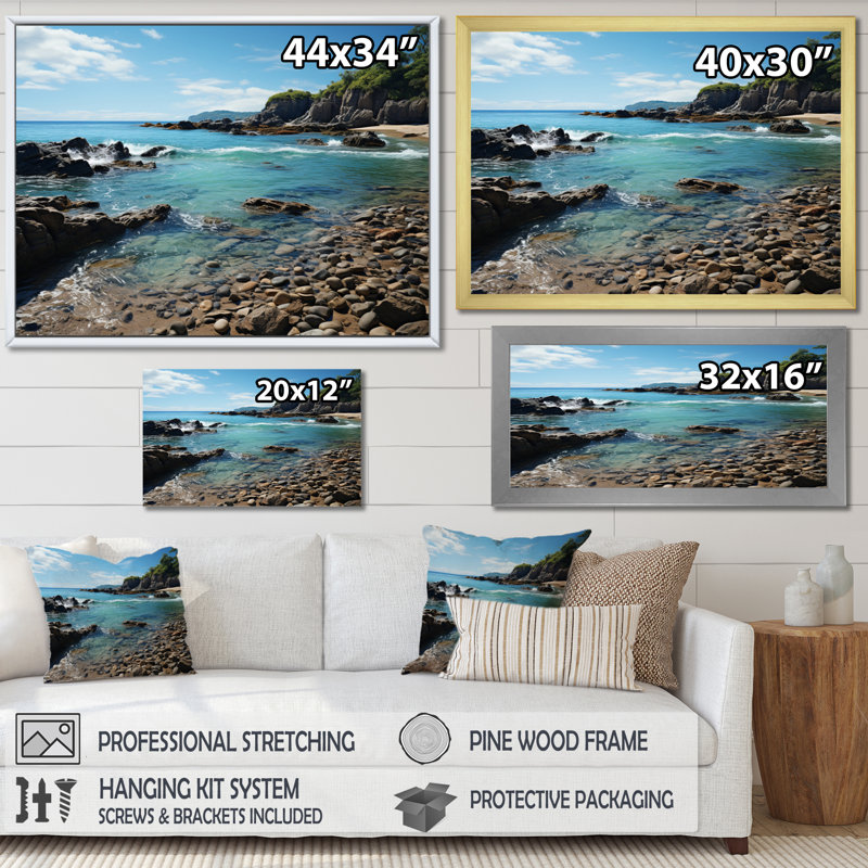 Rocky Beach Rocky Horizon II, H 16 po x l 32 po x P 1 po, Cadre simple blanc