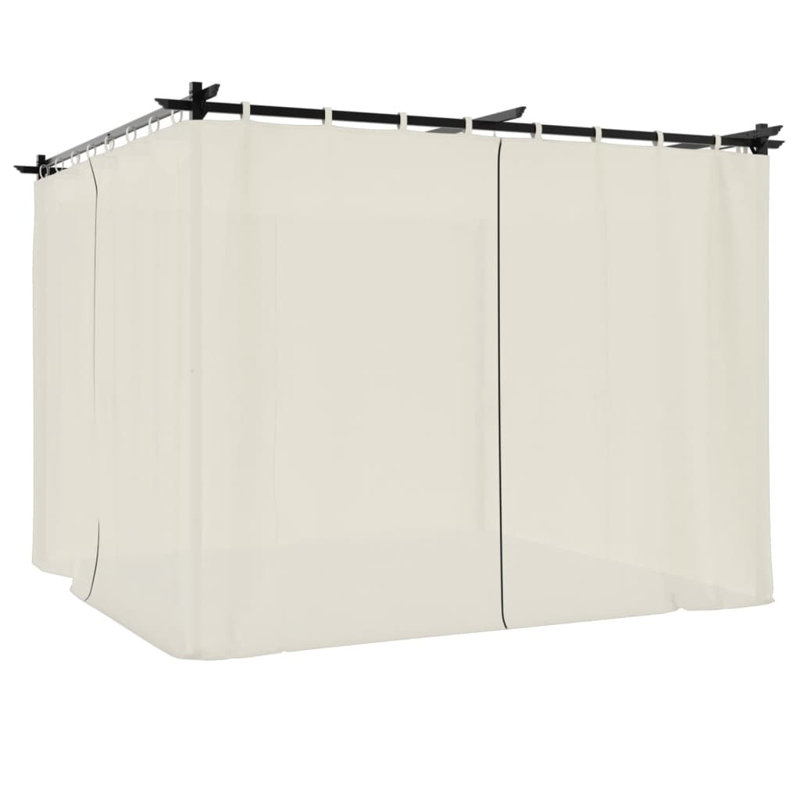 Gazebo With Curtains Steel, Cream, 220cm H x 296cm W x 296cm D