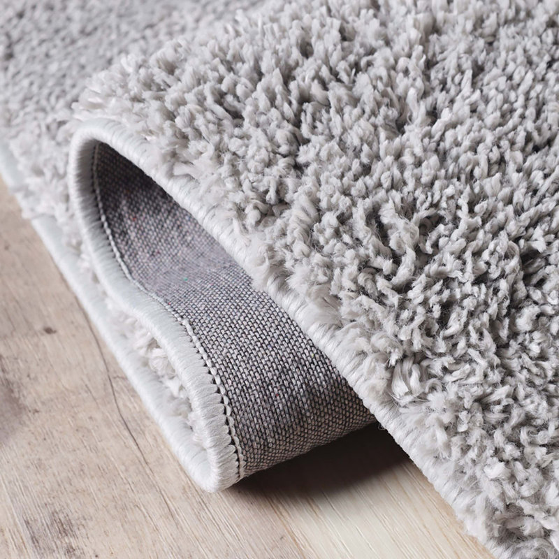 Tapis à poil long argenté 4 pi x 6 pi résistant aux taches, Rectangle de 5 pi x 8 pi