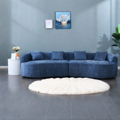 Compact Chenille Sofa With Cloud Comfort, Modern Blue For Living Spaces