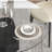 Wood Pedestal Round Dining Table Tempered Glass Top