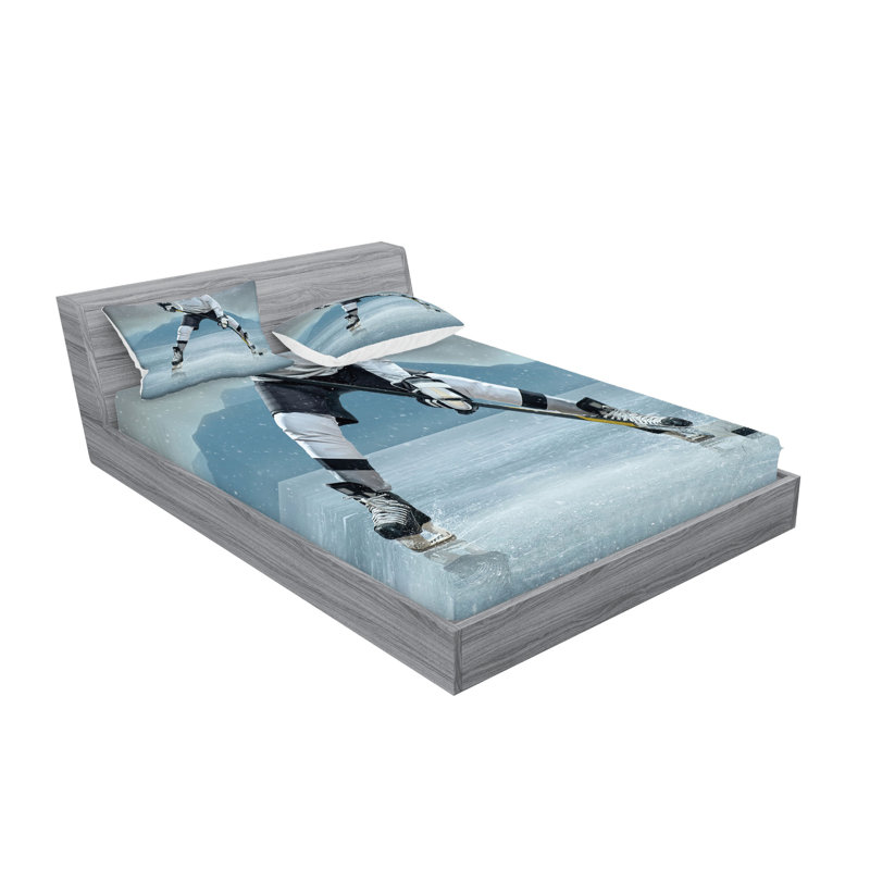Ensemble de draps et taies décoratives Ambesonne Sports, gris anthracite / blanc