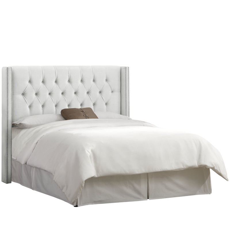 Upholstered Headboard, Classic White Velvet, King