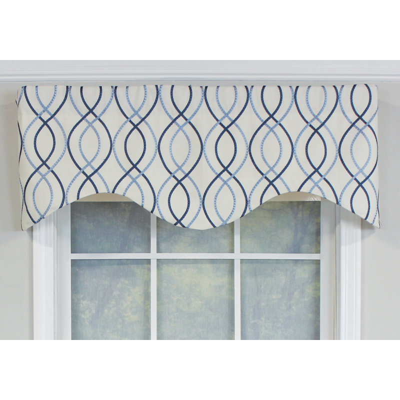 Fast Driver Geometric Scalloped Window Valance, Marine Blue