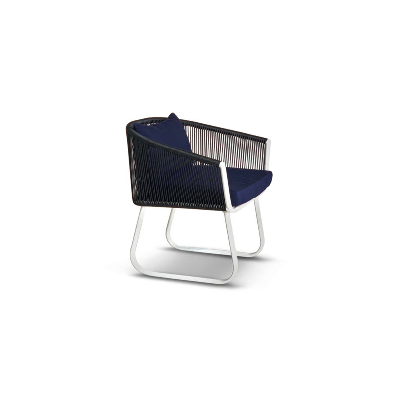 Milano Outdoor Dining Armchair, Navy, White/Black
