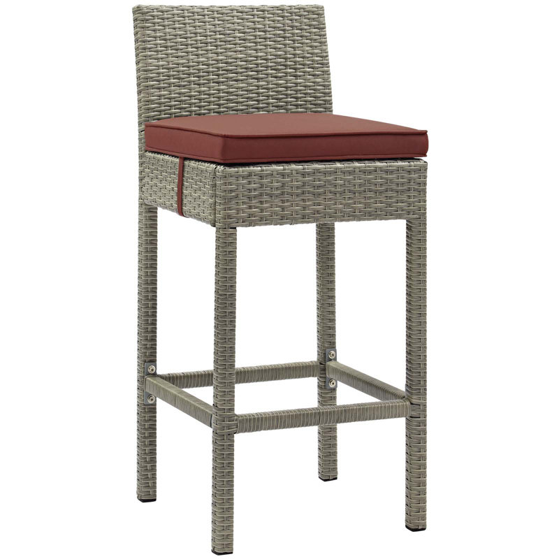 Ensemble de 4 tabourets de bar Conduit, Groseille, Velours gris pâle