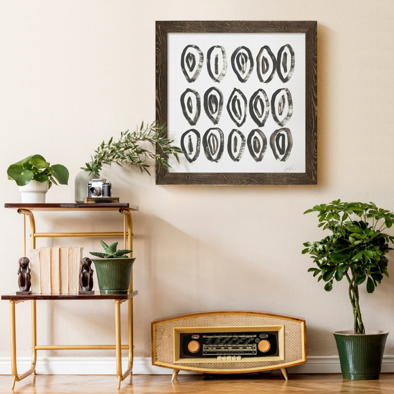 Mixed signaux II-impression sur toile encadrée, H 27,5 po x l 27,5 po x P 1,5 po, Encadré de bois de noyer