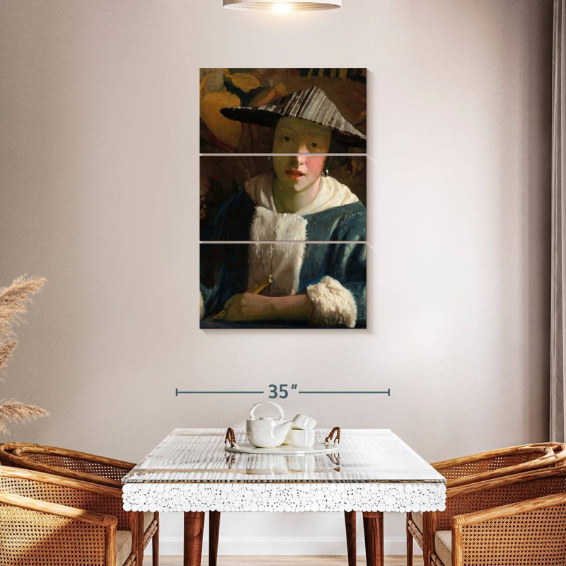 Leisha avec une flûte 1665-1675, H 38 po x l 24 po
