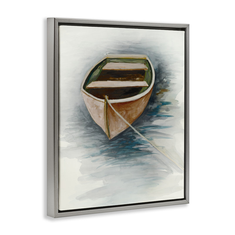Cadre flottant Sunset Drift Boat, design par Jacob Q, H 21 po x l 17 po, Cadre flottant gris lustré