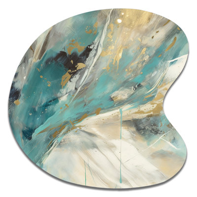 Turquoise Serendipity, peinture abstraite II - art mural asymétrique abstrait en forme de goutte