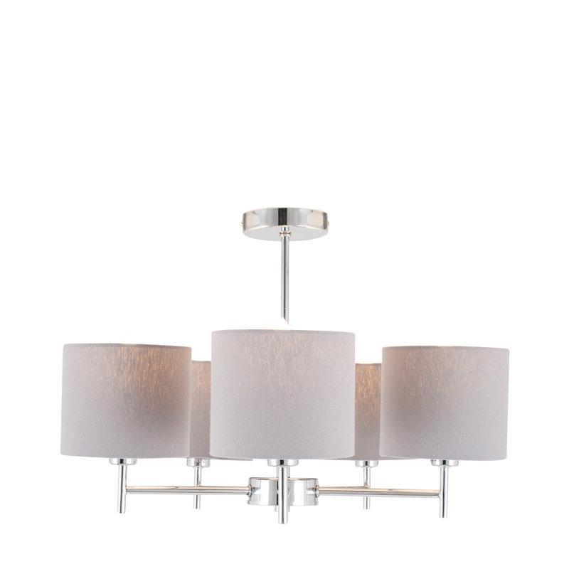 Broseley 5 - Light Shaded Chandelier, Silver, Grey