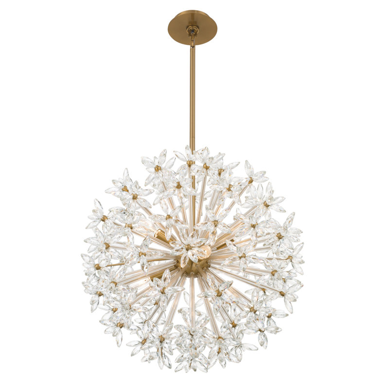 Lustre en laiton vieilli 23,75 po Adley, H 23,5 po x l 23,75 po x P 23,75 po