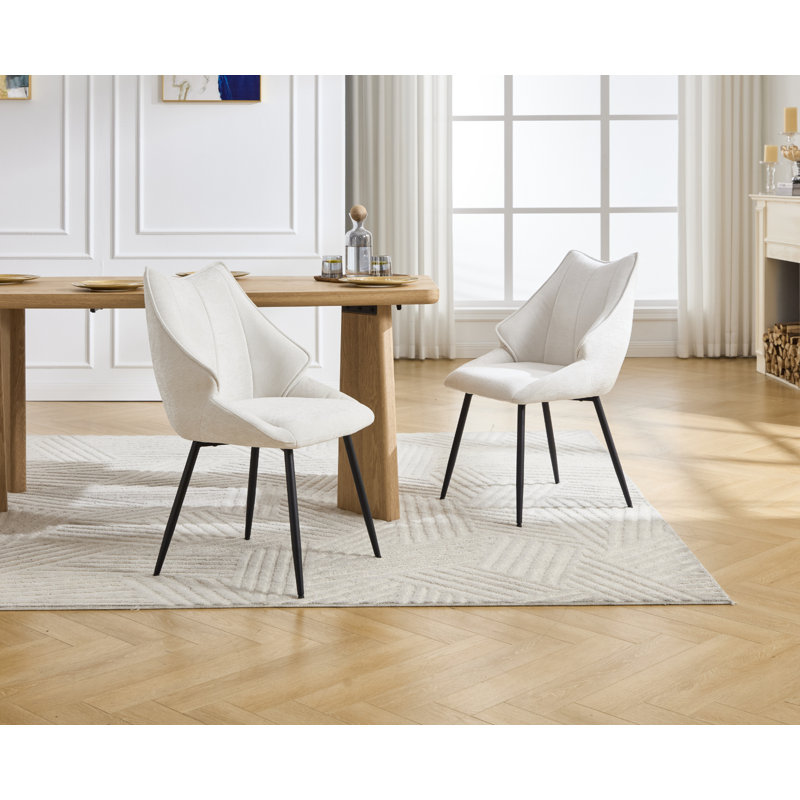 47.5cm H Upholstered Upholstered Back Accent, White, White