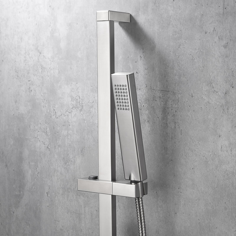 Ensemble de pomme de douche à barre coulissante 27 po avec tuyau flexible 60 po - Nickel brossé Rift Collection