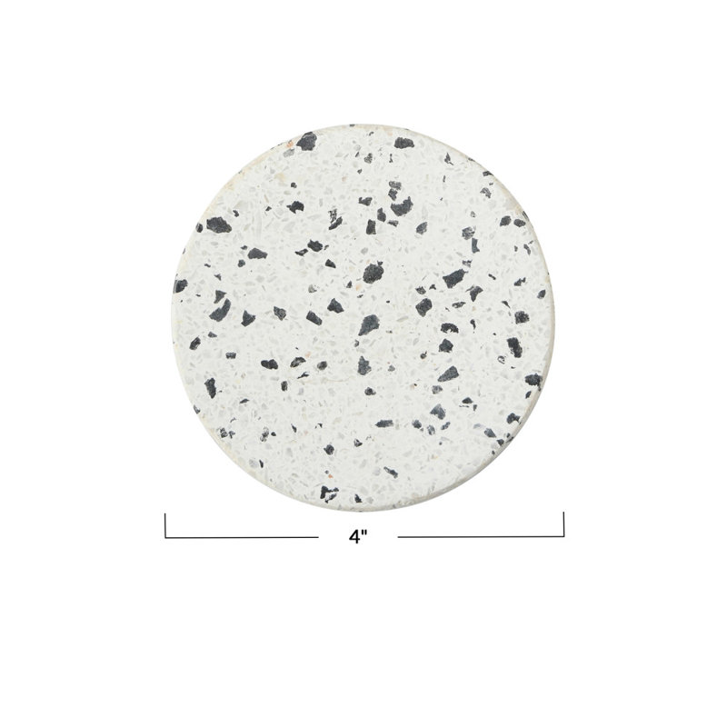 Devi Stone Round Coaster Set, Black/White