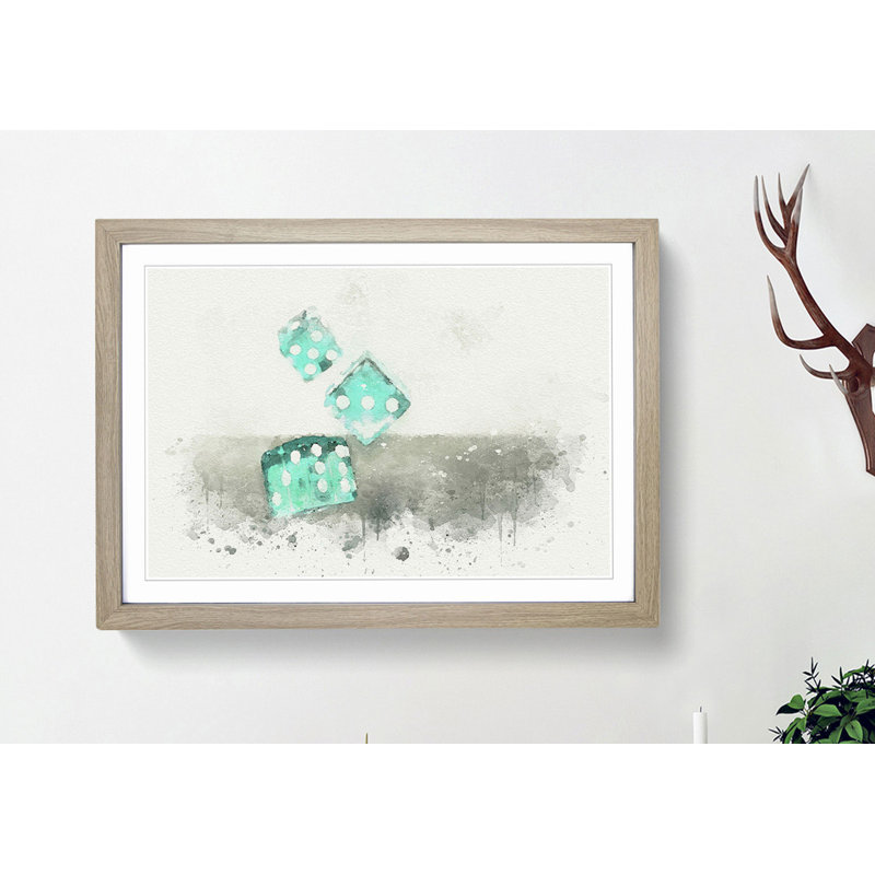 Roll of the Dice in Abstract - Picture Frame Graphic Art Print, 40cm H x 60cm W x 2cm D, Oak