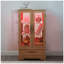 Vitrine lumineuse en verre avec lumières DEL - finition chêne clair, tablettes réglables, 2 portes et 1 tiroir pour objets de collection