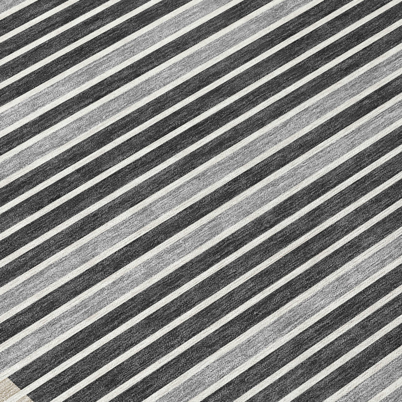 Machine Washable Indoor/Outdoor Christain ACN1399 Black Rug, Rectangle 1'8" x 2'6"