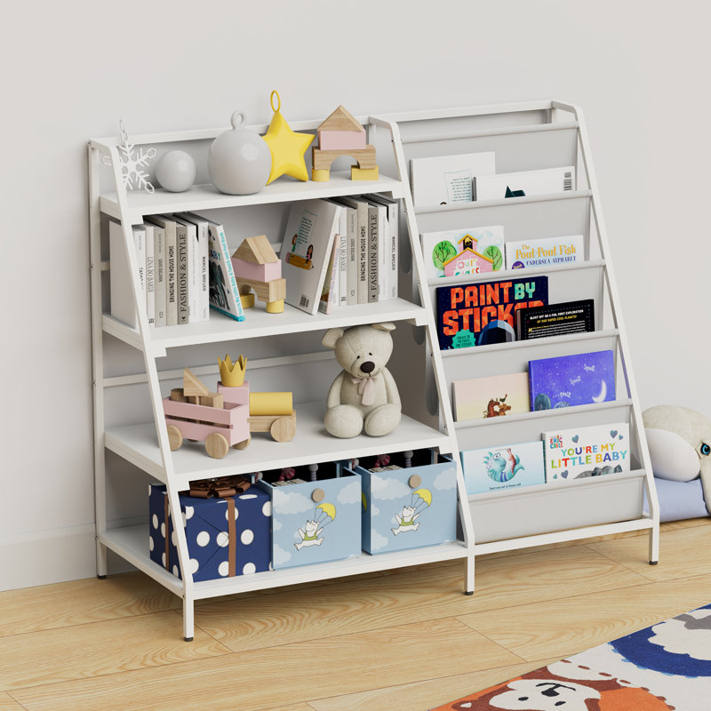 80cm H x 90cm W Metal Bookcase, White/Gray