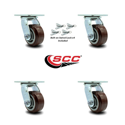 Polyurethane Swivel Caster with Roller Bearing and Swivel Lock
